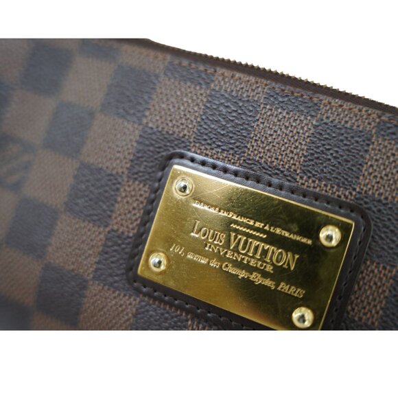 Louis Vuitton Damier Ebene Eva Clutch w/ Gold Chain - Picture 10 of 10